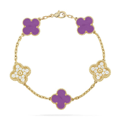 [Amore]LUCKY CLOVER 5-MOTIF BRACELET - VIOLET COLLECTION