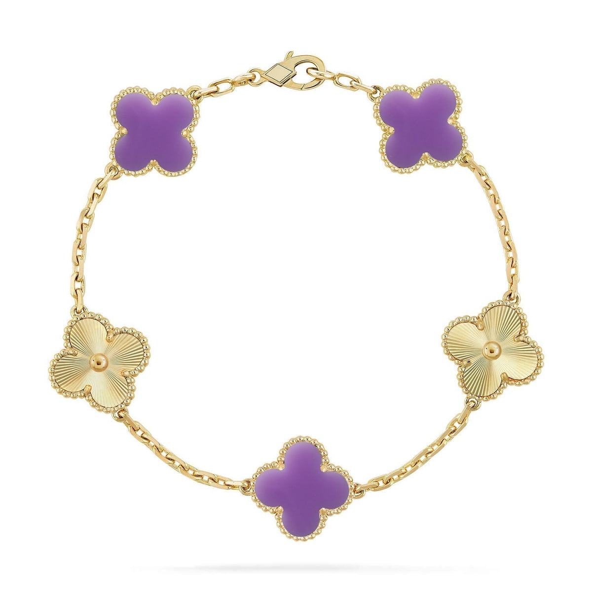 [Amore]LUCKY CLOVER 5-MOTIF BRACELET - LAVENDER COLLECTION