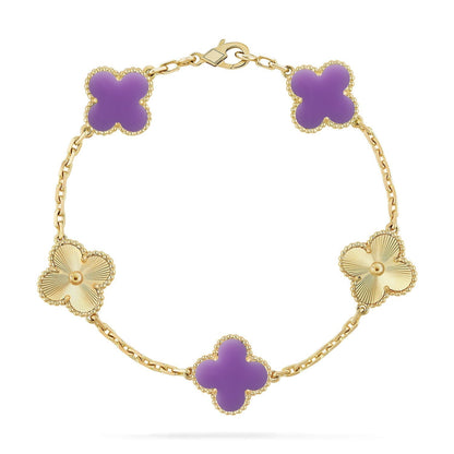 [Amore]LUCKY CLOVER 5-MOTIF BRACELET - LAVENDER COLLECTION