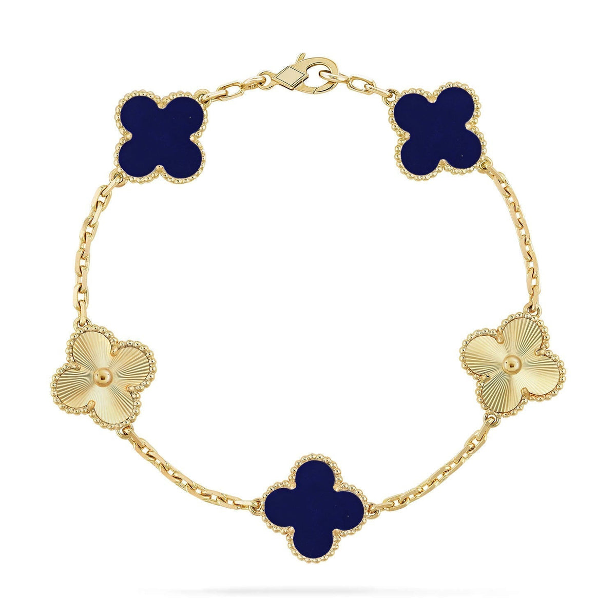 [Amore]LUCKY CLOVER 5-MOTIF BRACELET - LAPIS LAZULI COLLECTION