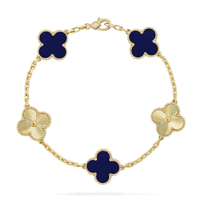 [Amore]LUCKY CLOVER 5-MOTIF BRACELET - LAPIS LAZULI COLLECTION
