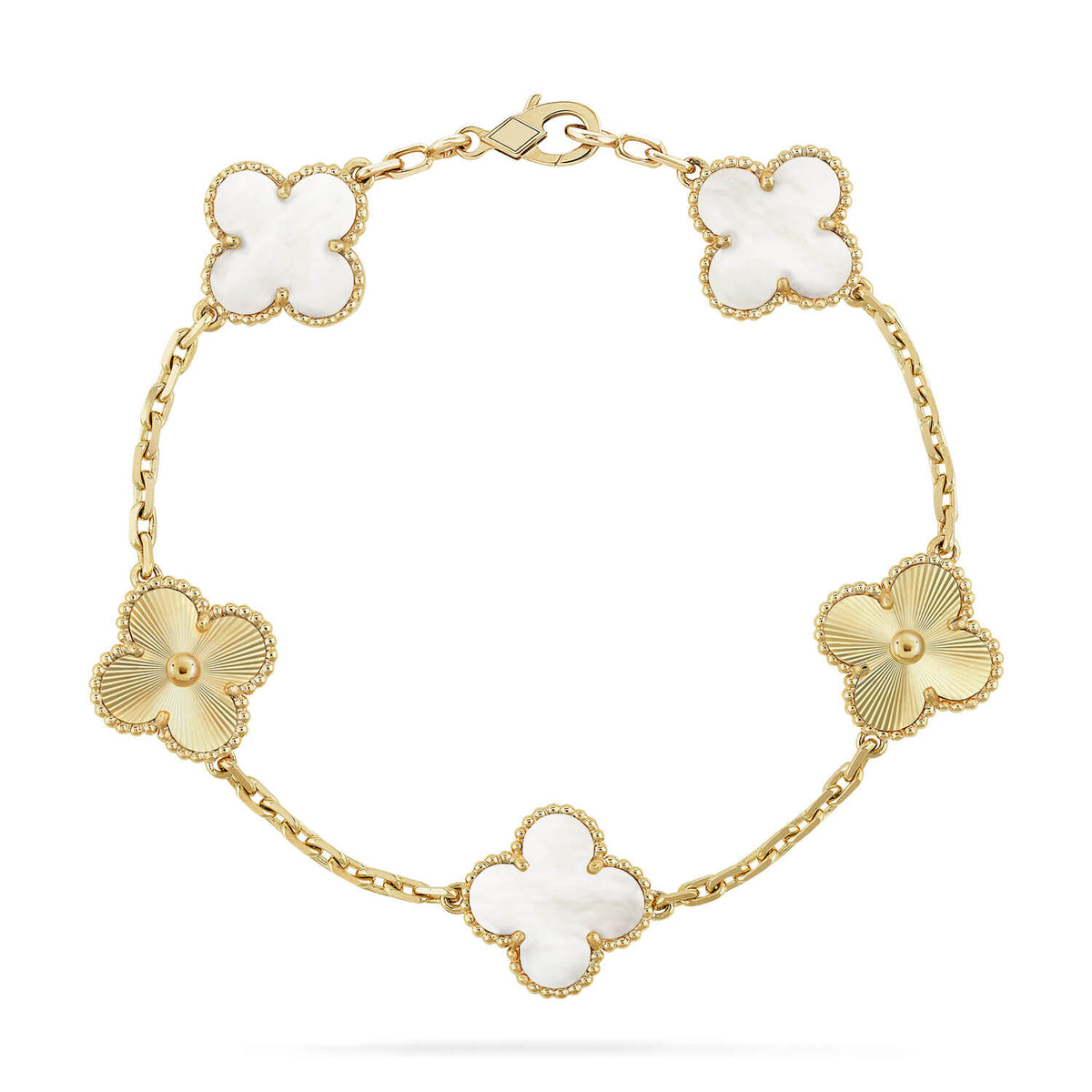 [Amore]LUCKY CLOVER 5-MOTIF BRACELET - WHITE MOTHER-OF-PEARL COLLECTION