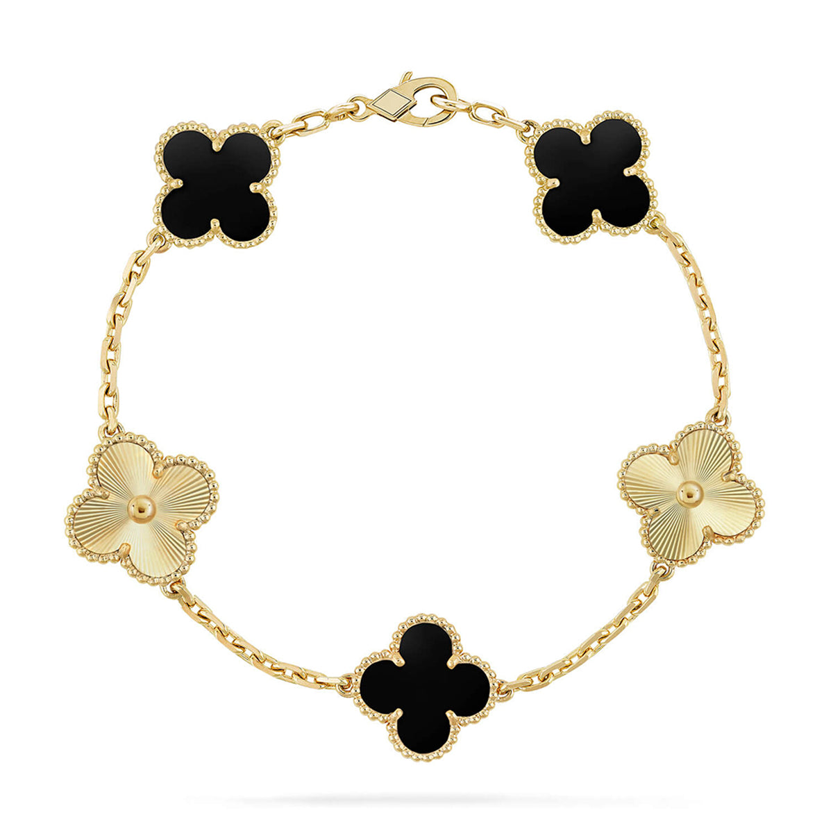 [Amore]LUCKY CLOVER 5-MOTIF BRACELET - BLACK OXNY COLLECTION