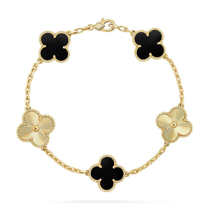 [Amore]LUCKY CLOVER 5-MOTIF BRACELET - BLACK OXNY COLLECTION