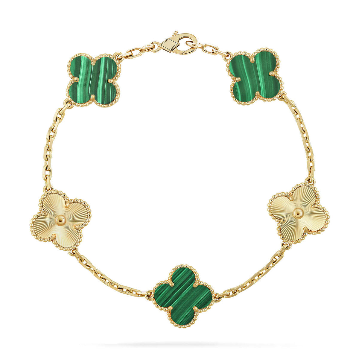 [Amore]LUCKY CLOVER 5-MOTIF BRACELET - MALACHITE COLLECTION