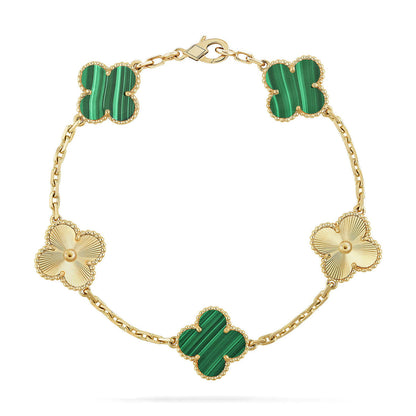 [Amore]LUCKY CLOVER 5-MOTIF BRACELET - MALACHITE COLLECTION