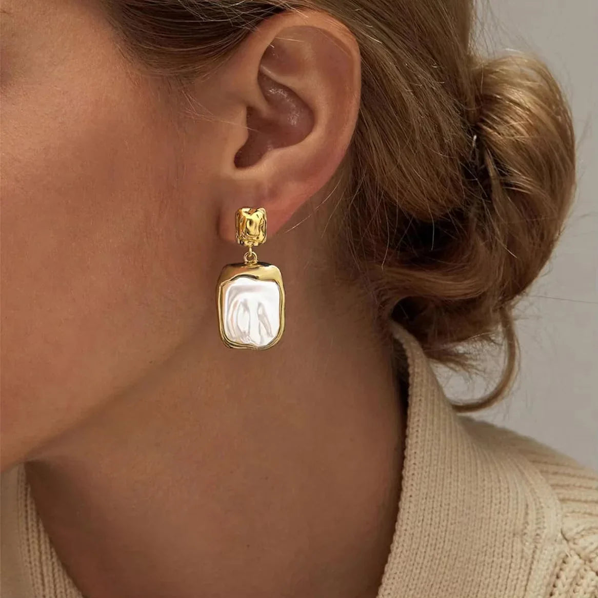 [Amore]Brittany Freshwater Pearl Slate Earrings