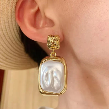 [Amore]Brittany Freshwater Pearl Slate Earrings
