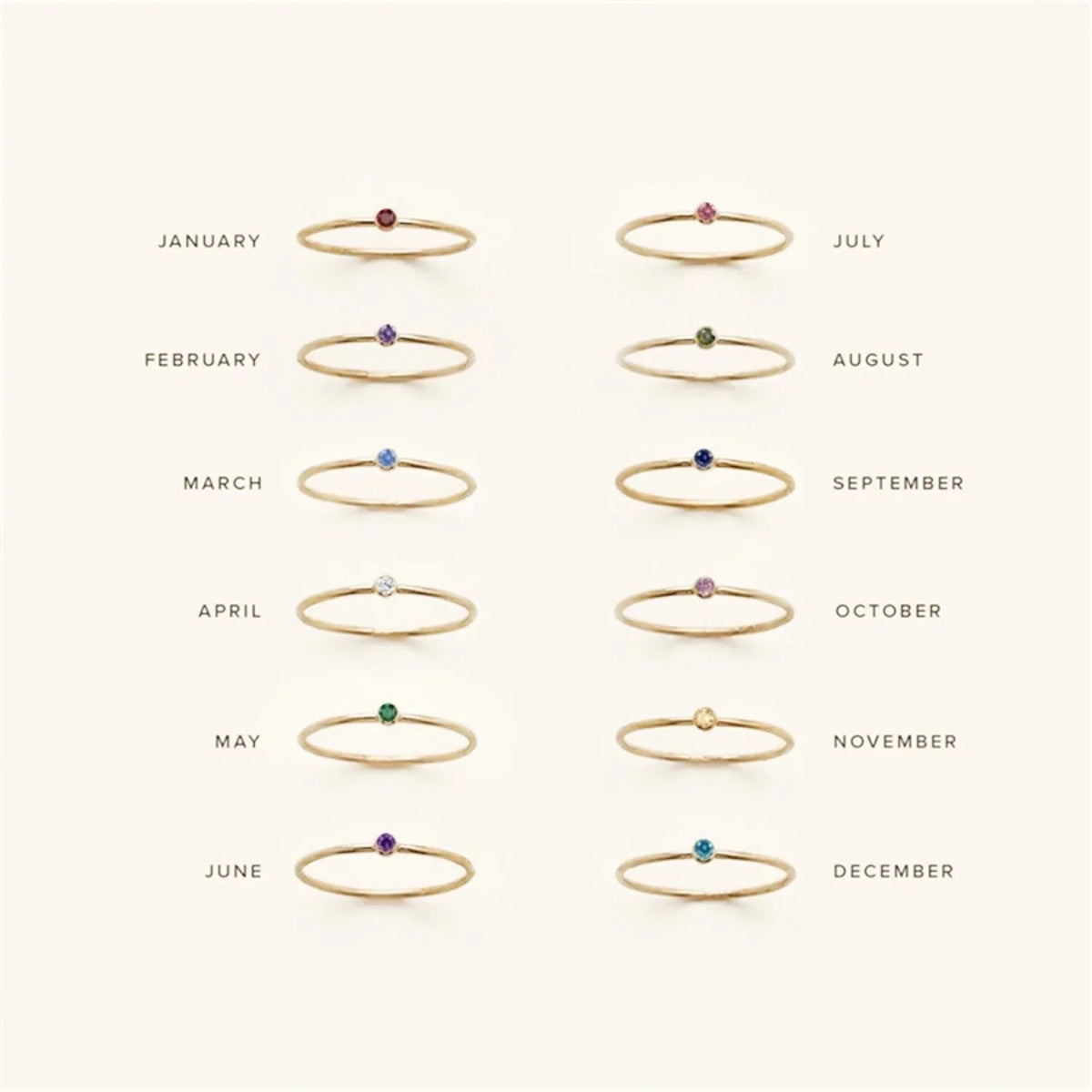 [Amore]Amelia Birthstone Stacker Ring