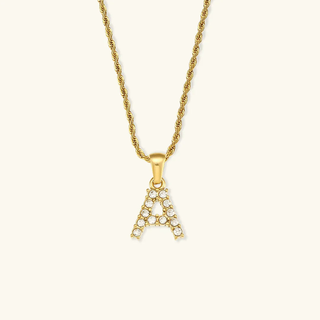 [Amore]Maeve Letter Initial Diamond Necklace