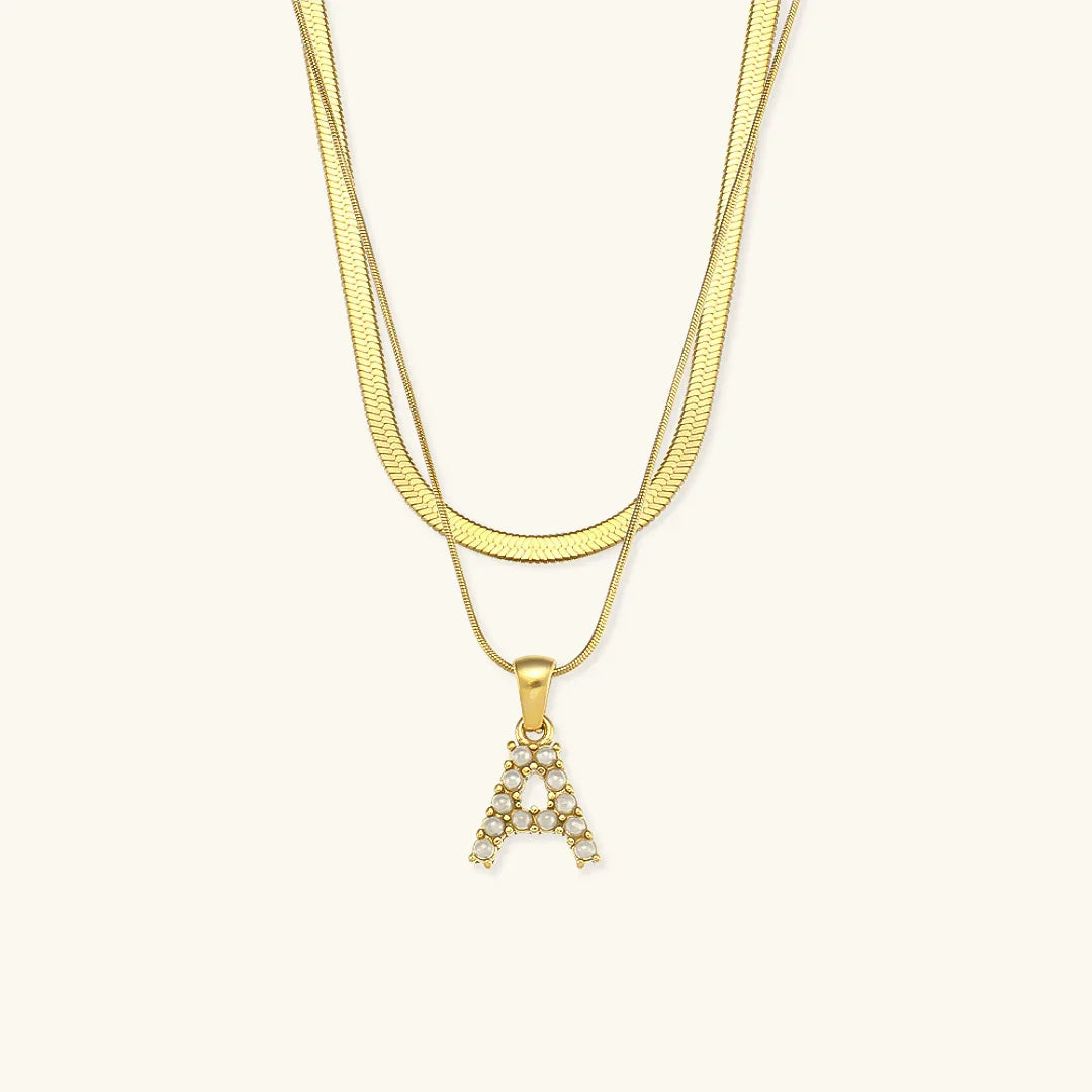 [Amore]Fiona Layered Gold Initial Letter Necklace