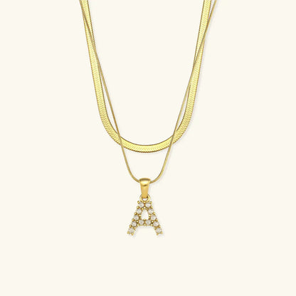[Amore]Fiona Layered Gold Initial Letter Necklace