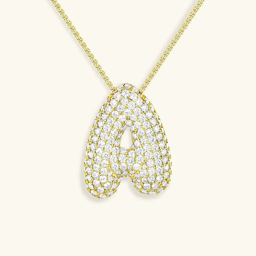 [Amore]Bubble Initial Diamond Necklace