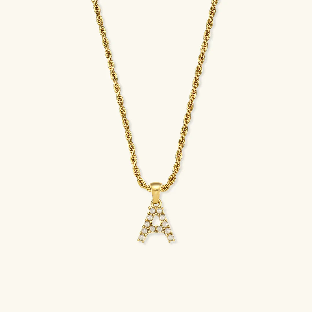 [Amore]Elodie Initial Letter Pearl Necklace