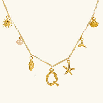 [Amore]Avaria Ocean Initial Necklace