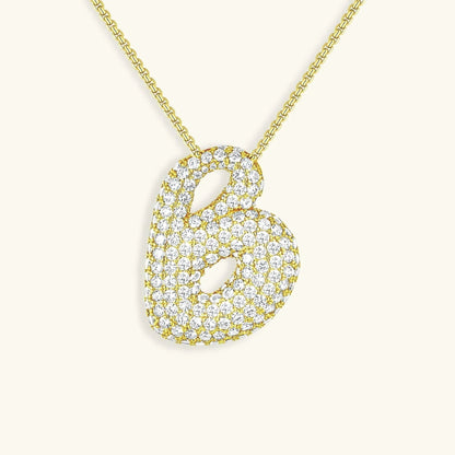 [Amore]Bubble Initial Diamond Necklace