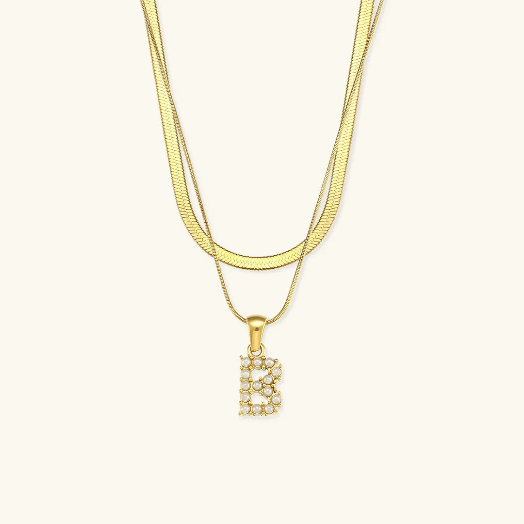 [Amore]Fiona Layered Gold Initial Letter Necklace