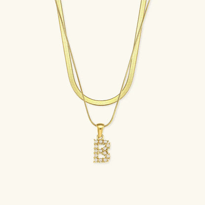 [Amore]Fiona Layered Gold Initial Letter Necklace