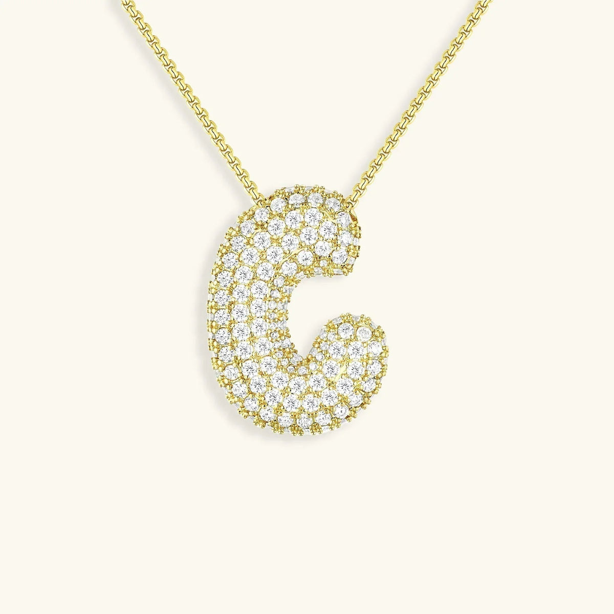 [Amore]Bubble Initial Diamond Necklace