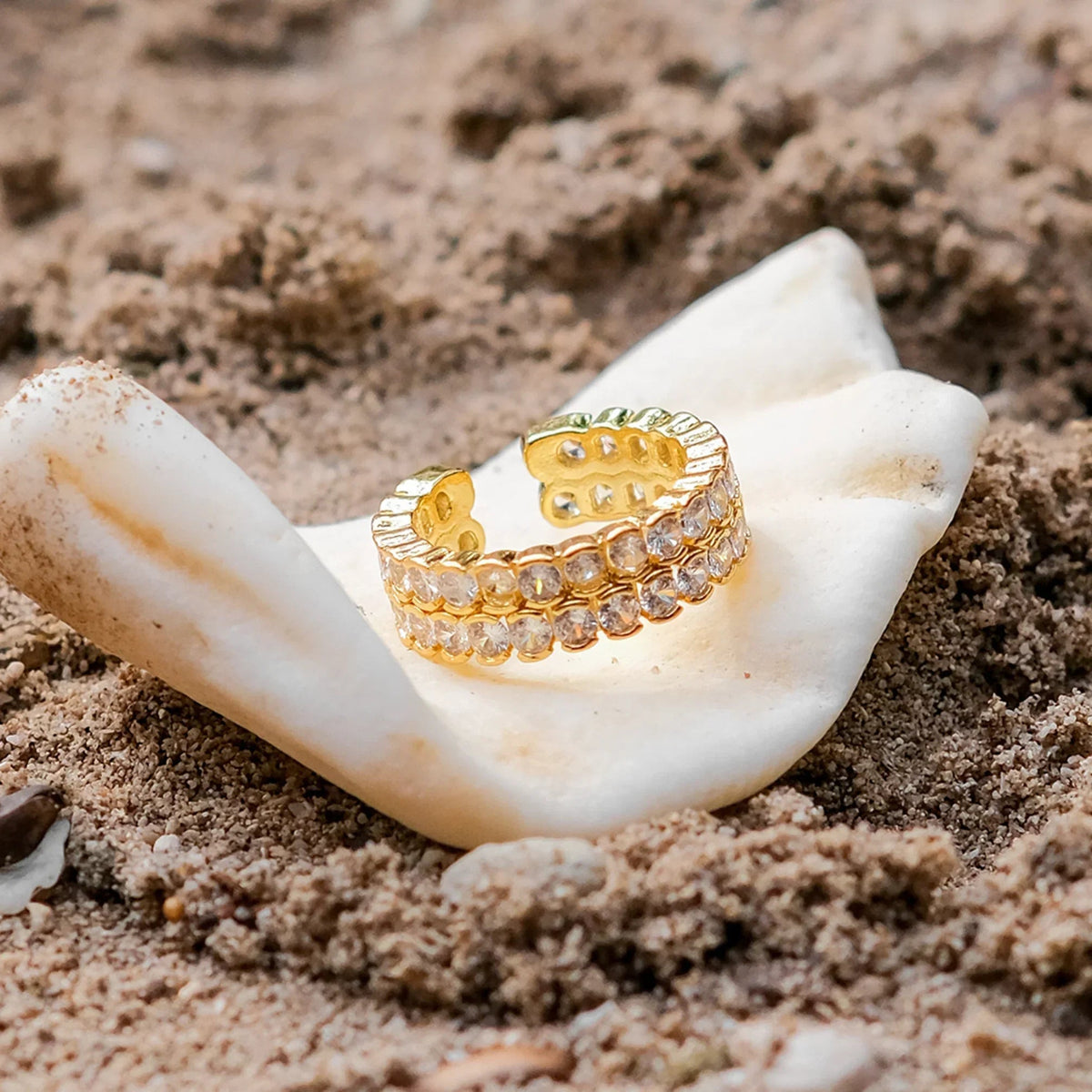 [Amore]Cassandra Studded Gold Ring