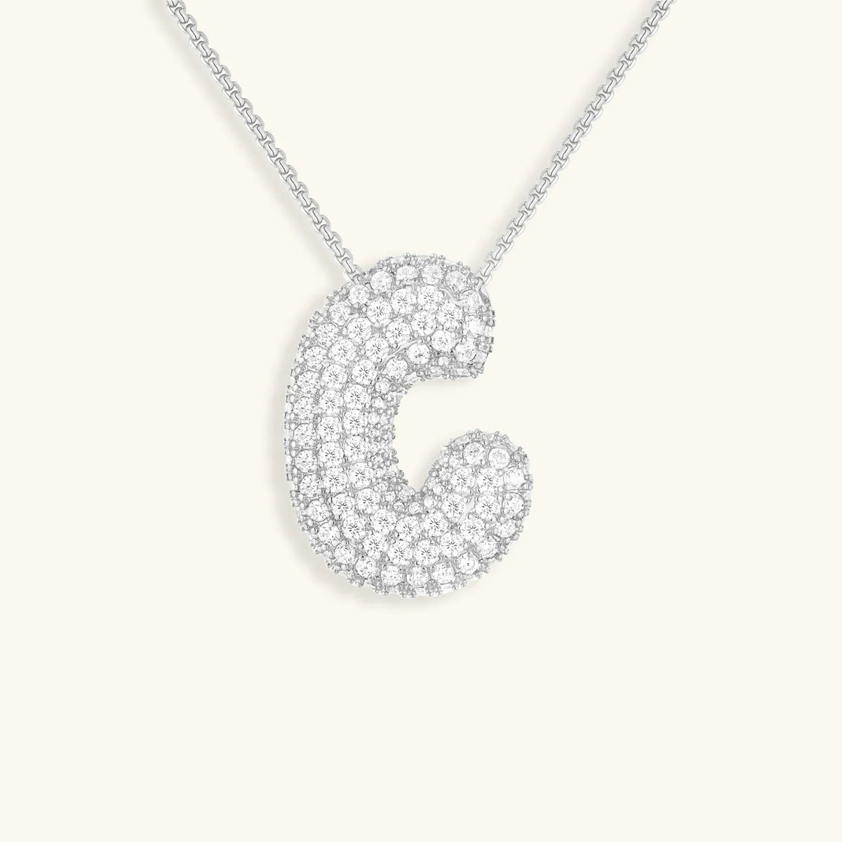 [Amore]Bubble Initial Diamond Necklace