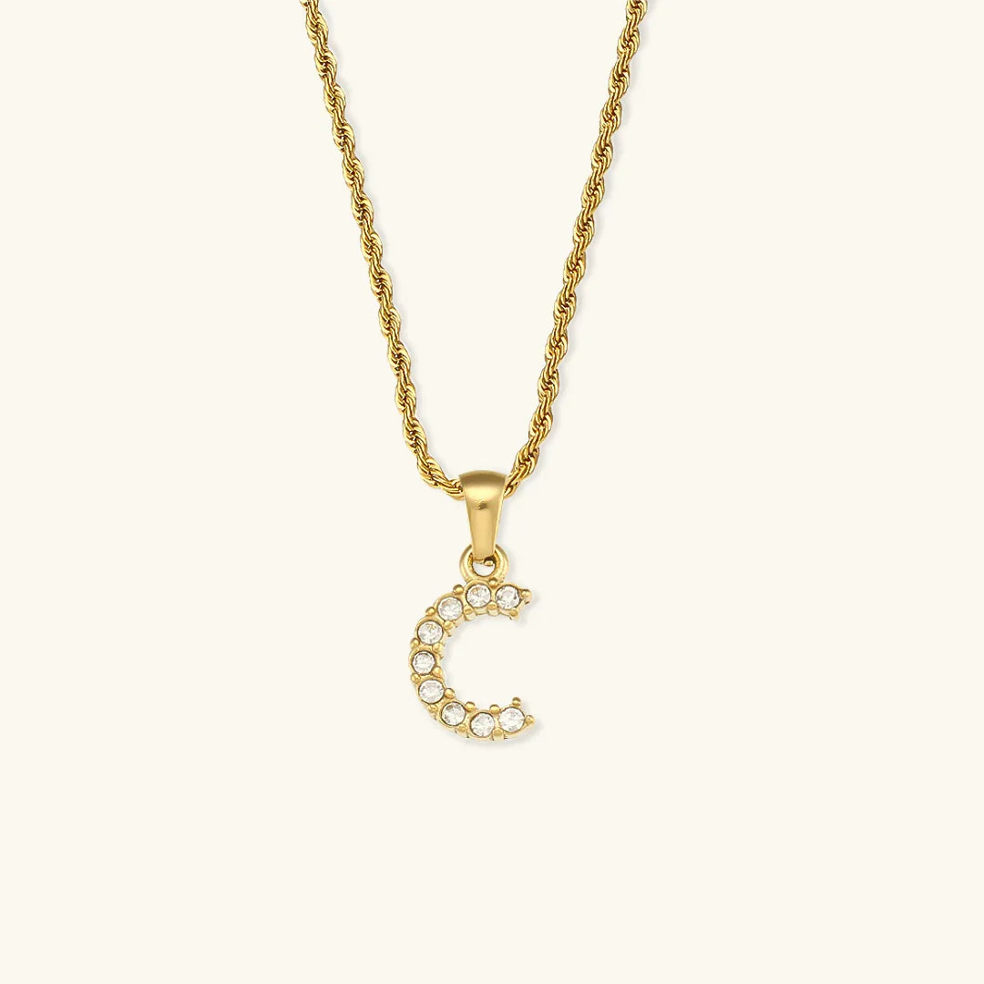 [Amore]Maeve Letter Initial Diamond Necklace