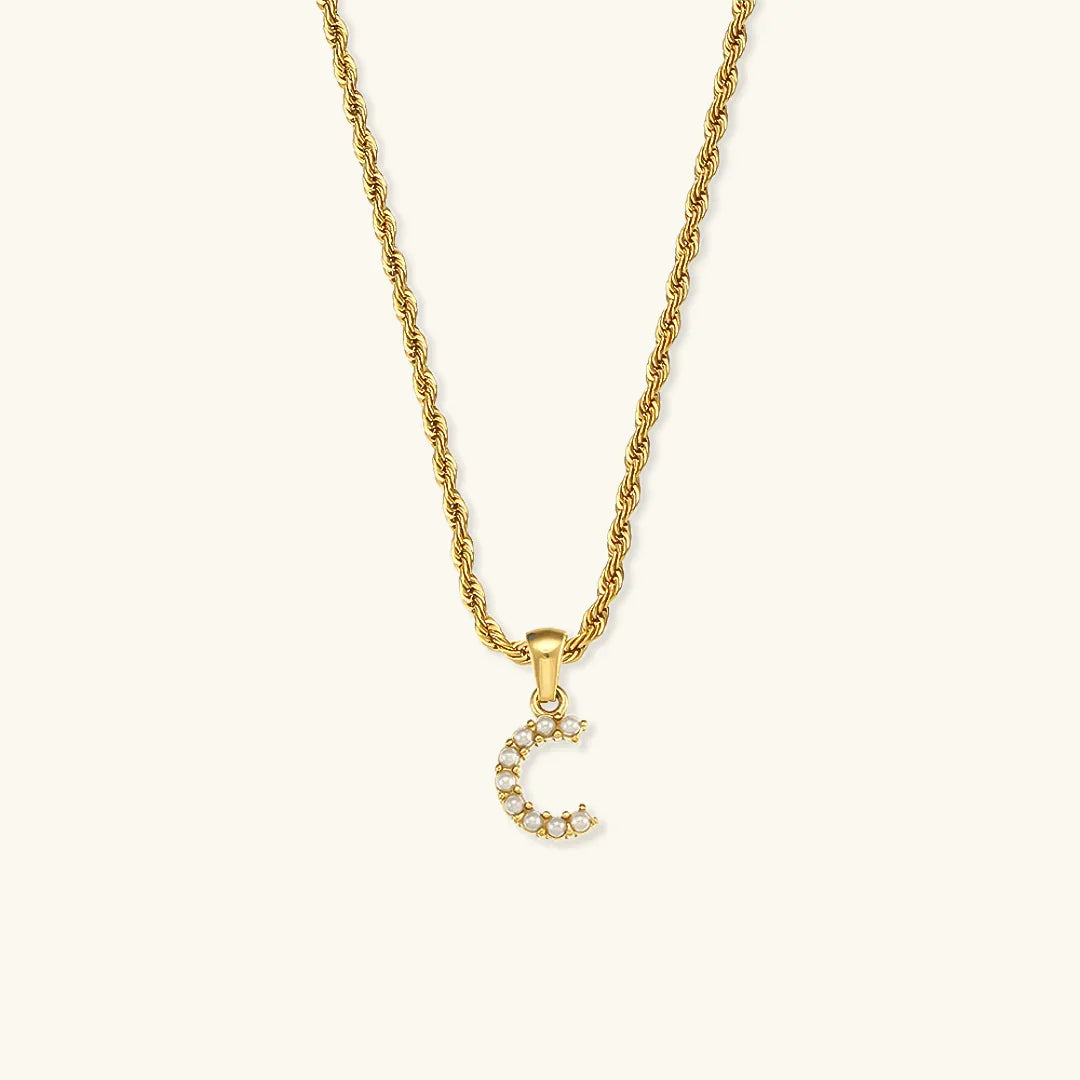 [Amore]Elodie Initial Letter Pearl Necklace
