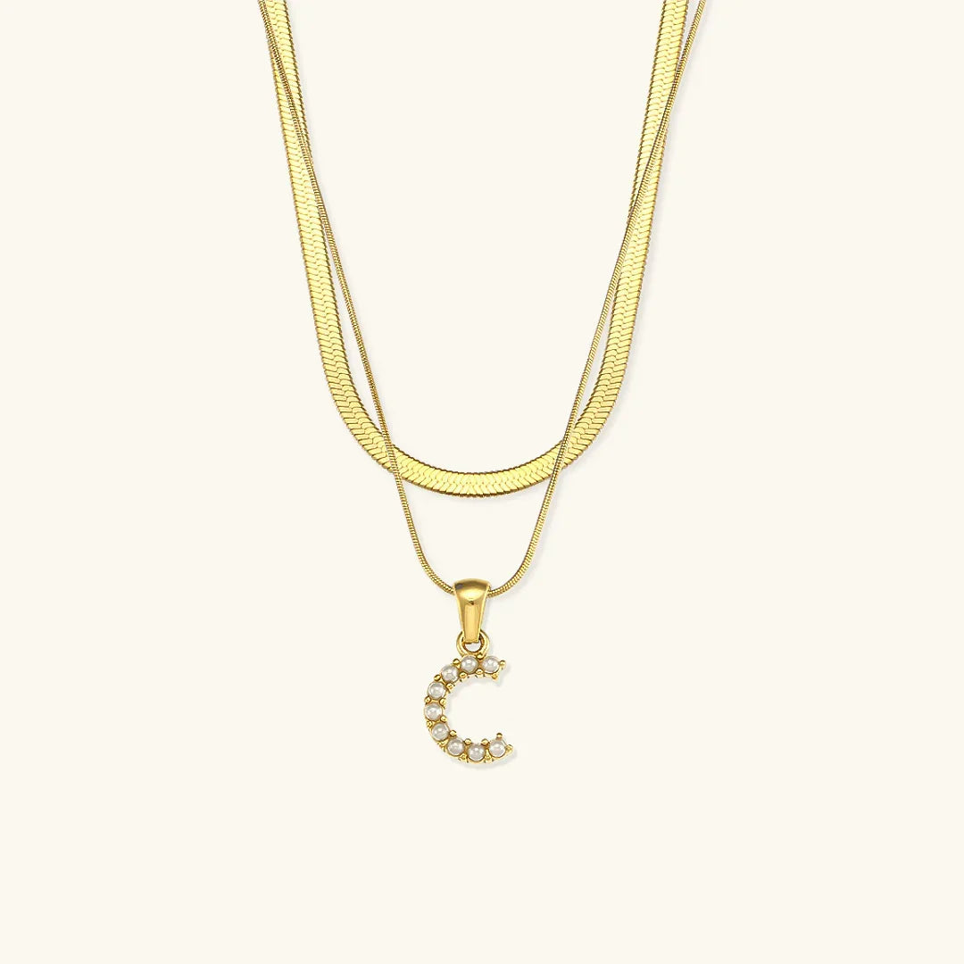 [Amore]Fiona Layered Gold Initial Letter Necklace