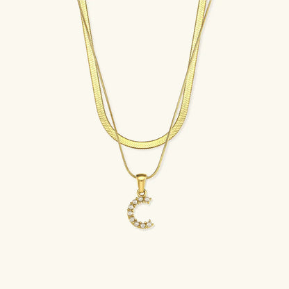 [Amore]Fiona Layered Gold Initial Letter Necklace