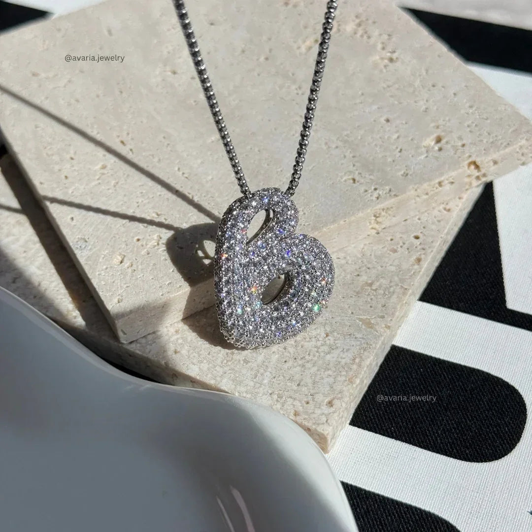 [Amore]Bubble Initial Diamond Necklace