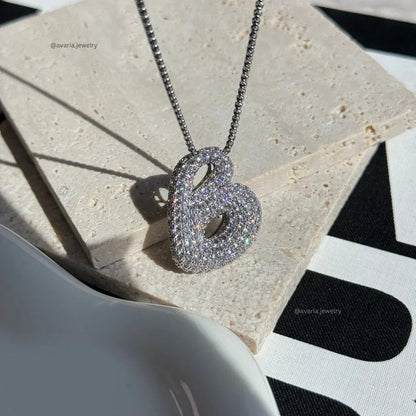[Amore]Bubble Initial Diamond Necklace