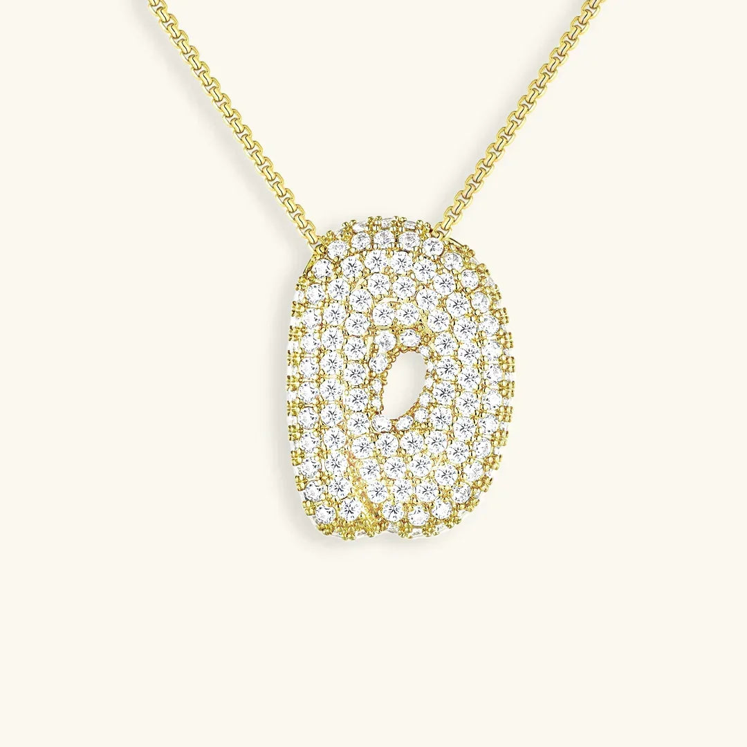 [Amore]Bubble Initial Diamond Necklace