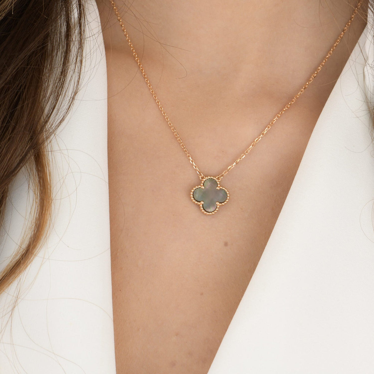[Amore]CLOVER 15MM  GRAY MOTHER OF PEARL NECKLACE
