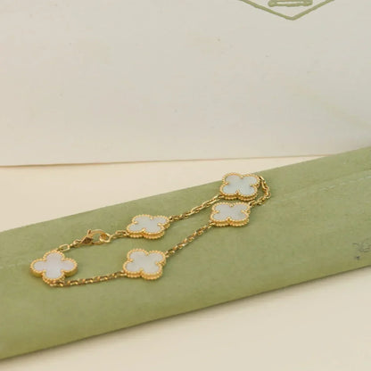 [Amore]LUCKY CLOVER 5-MOTIF BRACELET - WHITE MOTHER-OF-PEARL COLLECTION