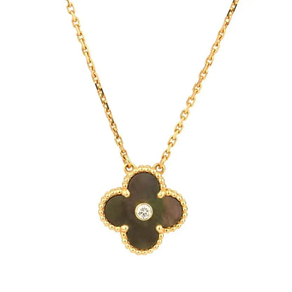 [Amore]CLOVER 15MM DIAMOND AND MOTHER-OF-GREY NECKLACE