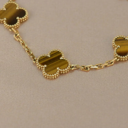 [Amore]LUCKY CLOVER 5-MOTIF BRACELET -  TIGER’S EYE COLLECTION