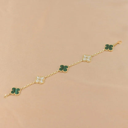 [Amore]LUCKY CLOVER 5-MOTIF BRACELET - MALACHITE COLLECTION