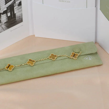 [Amore]LUCKY CLOVER 5-MOTIF BRACELET -  TIGER’S EYE COLLECTION