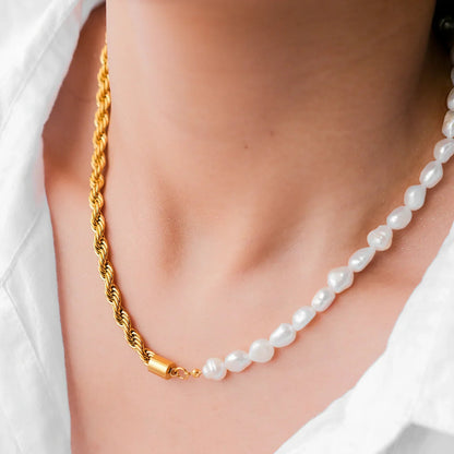 [Amore]Dualia Gold Pearl Necklace