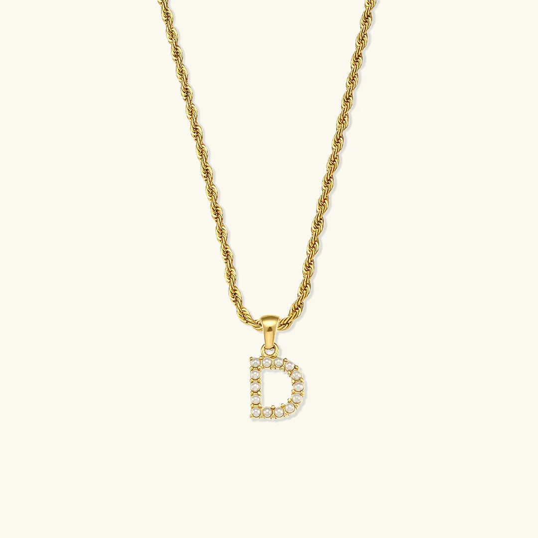 [Amore]Elodie Initial Letter Pearl Necklace