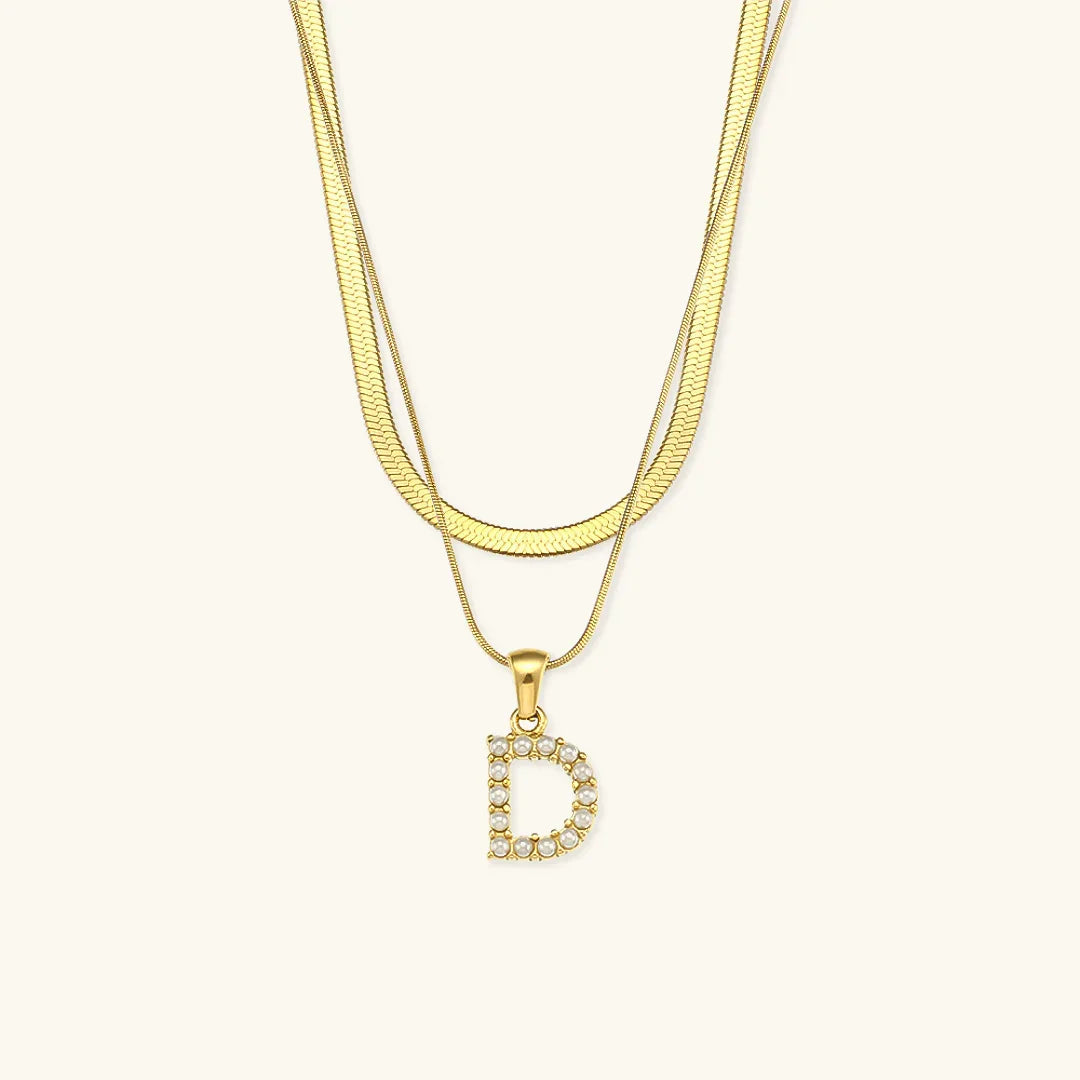 [Amore]Fiona Layered Gold Initial Letter Necklace