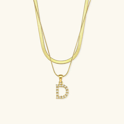 [Amore]Fiona Layered Gold Initial Letter Necklace