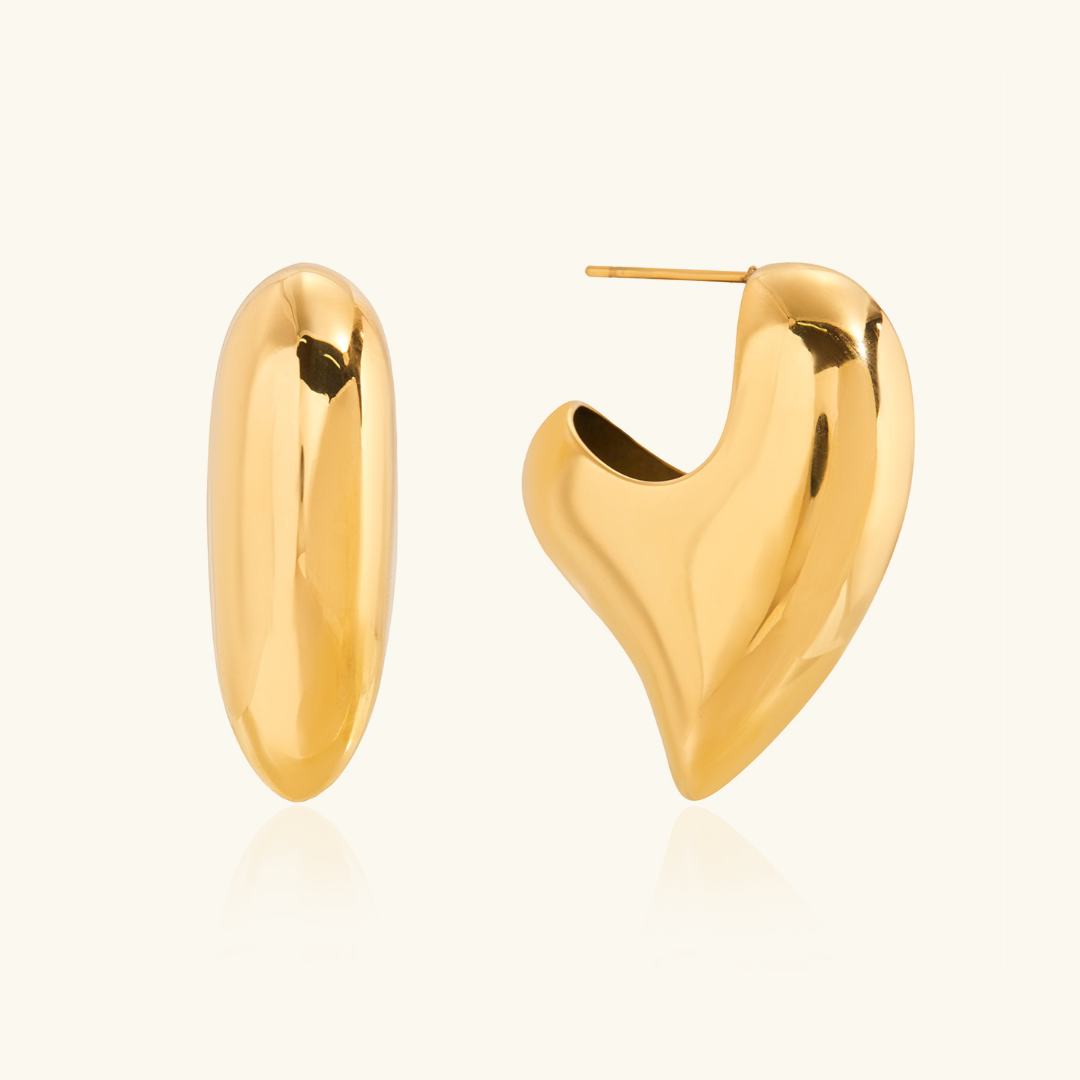 [Amore]Aimee Chunky Heart Gold Earrings