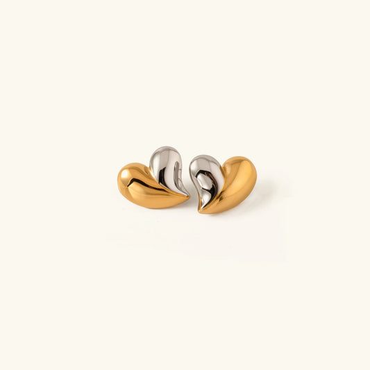 [Amore]Dorothea Two Tone Heart Earrings