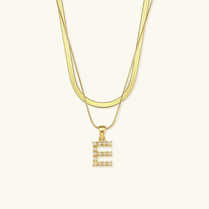 [Amore]Fiona Layered Gold Initial Letter Necklace
