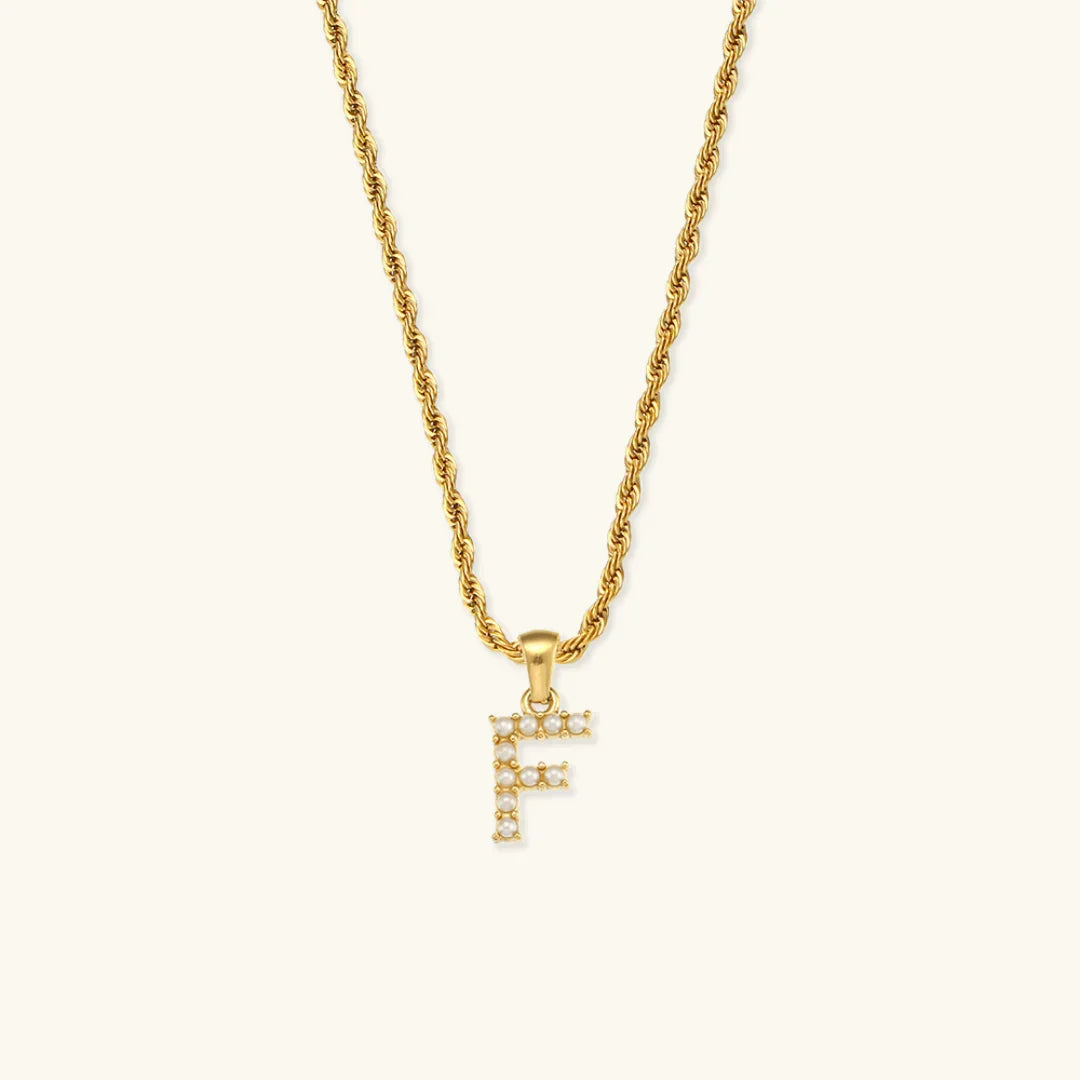 [Amore]Elodie Initial Letter Pearl Necklace