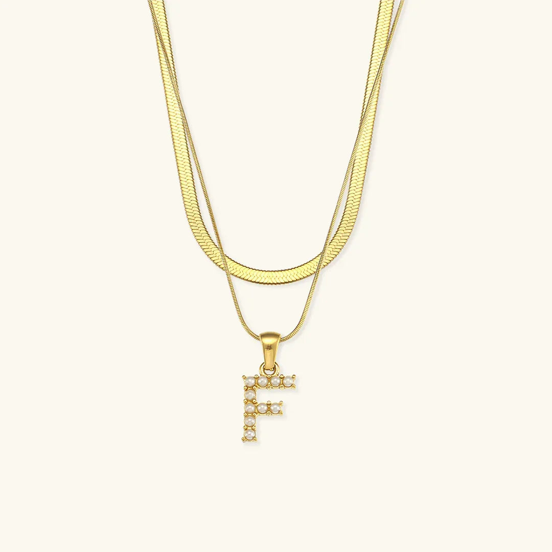 [Amore]Fiona Layered Gold Initial Letter Necklace