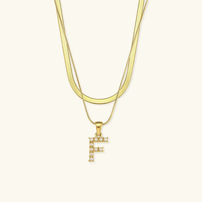 [Amore]Fiona Layered Gold Initial Letter Necklace