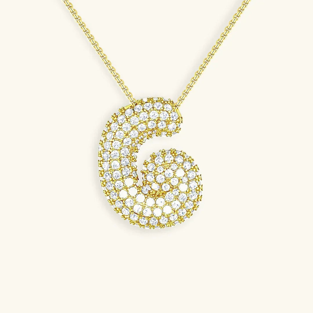 [Amore]Bubble Initial Diamond Necklace
