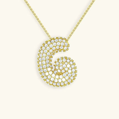 [Amore]Bubble Initial Diamond Necklace
